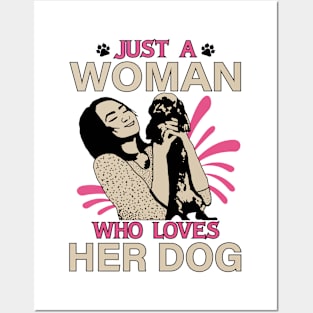 Just A Woman Who Loves Her Dog Posters and Art